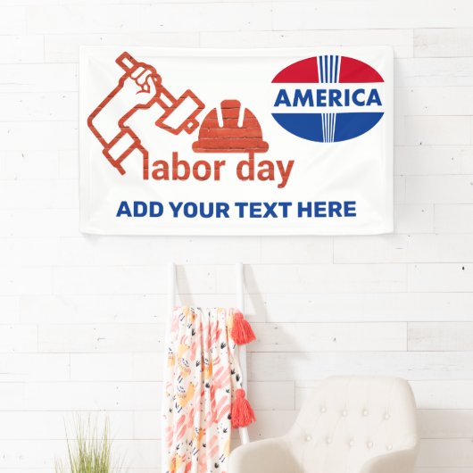 Rode Witte en Blauwe Dag van de Arbeid Spandoek (Insitu)