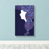 Rode, witte en blauwe dame canvas afdruk (Insitu (Houten vloer))