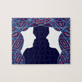 Rode, witte en blauwe dames legpuzzel (Horizontaal)