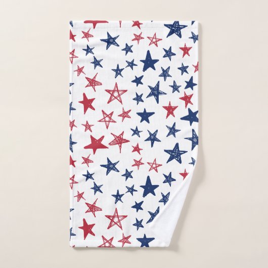 Rode Witte en Blauwe Doodle Stars Bath Towel Set Bad Handdoek (Handdoek)