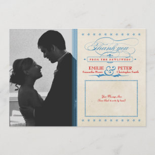  rode, witte en blauwe foto Hartelijk dank Bedankkaart