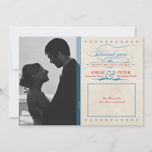  rode, witte en blauwe foto Hartelijk dank Bedankkaart (Voorkant)