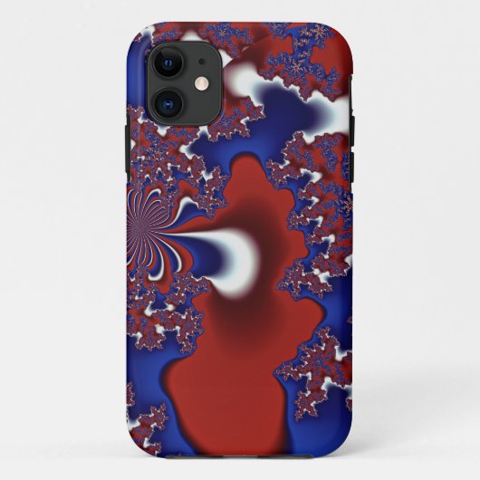 rode witte en blauwe fractale iPhone hoesje (Achterkant)