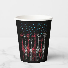 Rode Witte en Blauwe Giraffes 4 juli Papieren Bekers