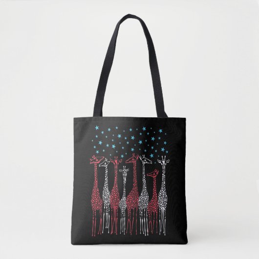Rode Witte en Blauwe Giraffes 4 juli Tote Bag (Voorkant)