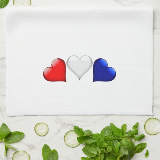 Rode, witte en blauwe glazen harten theedoek (Gevouwen)