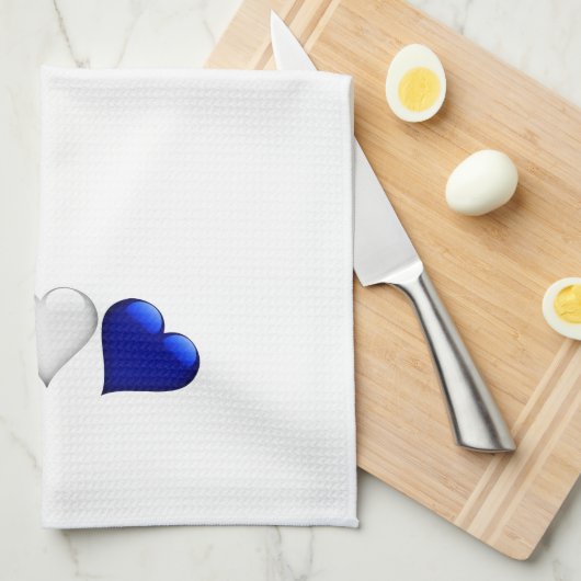 Rode, witte en blauwe glazen harten theedoek (Quarter Fold)