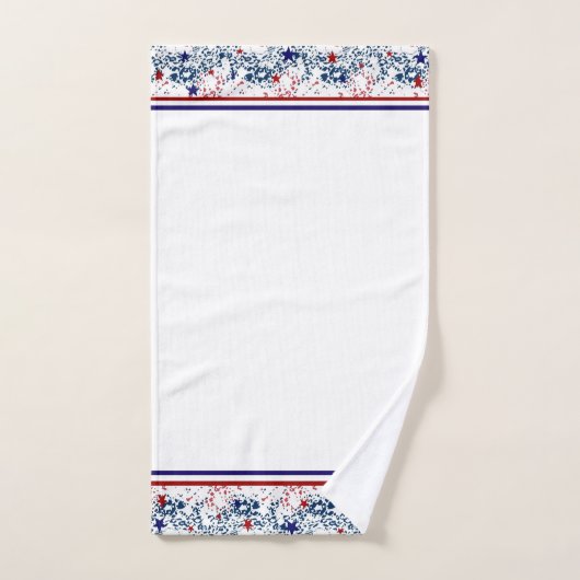 Rode witte en blauwe golven met sterren bad handdoek (Handdoek)