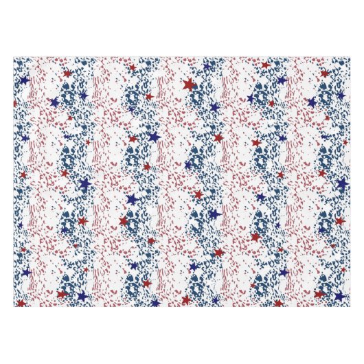 Rode witte en blauwe golven met sterren tafelkleed (Voorkant (Horizontaal))