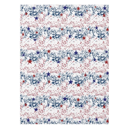 Rode witte en blauwe golven met sterren tafelkleed (Voorkant)