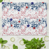 Rode witte en blauwe golven met sterren theedoek (Gevouwen)