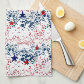 Rode witte en blauwe golven met sterren theedoek (Quarter Fold)