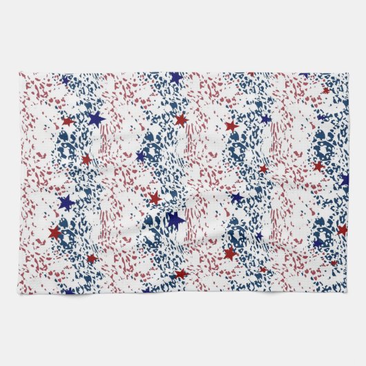 Rode witte en blauwe golven met sterren theedoek (Horizontaal)