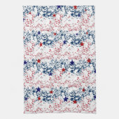 Rode witte en blauwe golven met sterren theedoek (Verticaal)