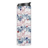 Rode witte en blauwe golven met sterren thermosbeker (Gedraaid links)