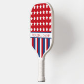 Rode, witte en blauwe handpalm pickleball paddle (Links)