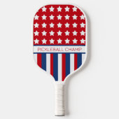 Rode, witte en blauwe handpalm pickleball paddle (Voorkant)