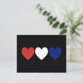 Rode witte en blauwe harten briefkaart (Staand voorkant)