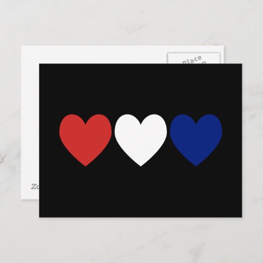 Rode witte en blauwe harten briefkaart (Voorkant / Achterkant)