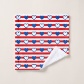 Rode witte en blauwe harten en stripes bad handdoek (Wasdoekje)