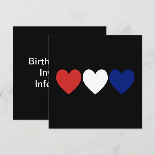 Rode witte en blauwe harten kaart (Voorkant / Achterkant)