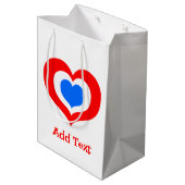 Rode, witte en blauwe harten medium cadeauzakje (Achterkant Gekanteld)