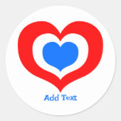 Rode, Witte en Blauwe Harten Ronde Sticker (Voorkant)