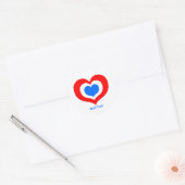 Rode, Witte en Blauwe Harten Ronde Sticker (Envelop)