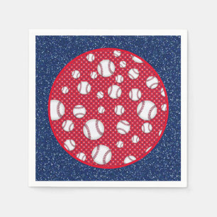 Rode Witte en Blauwe Honkbal Papieren Bord Servet