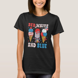 Rode Witte En Blauwe Ijslolly USA Vlag Patriottisc T-shirt