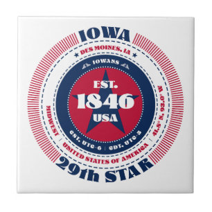 Rode, witte en blauwe Iowa keramische Tegel Tegeltje