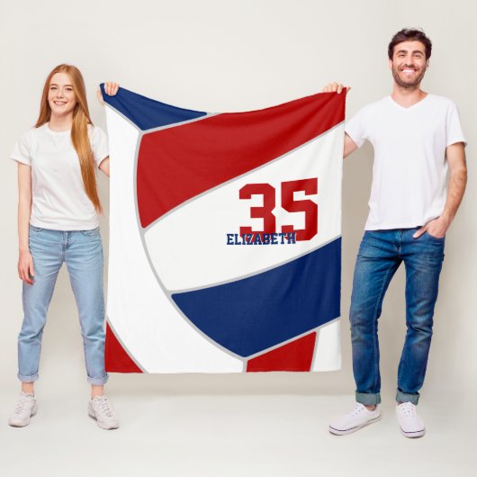 rode witte en blauwe jongens of meisjes volleybal fleece deken (In situ)