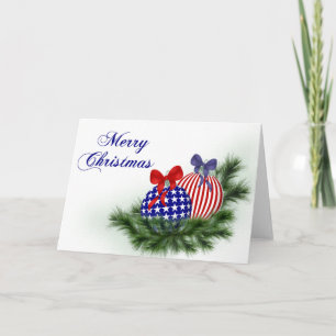 Rode, witte en blauwe kerst feestdagen kaart
