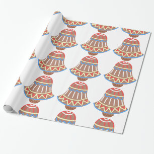 Rode, Witte en Blauwe Kerst Holiday Koekje Cadeaupapier