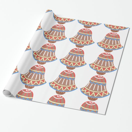 Rode, Witte en Blauwe Kerst Holiday Koekje Cadeaupapier (Uitgerold)