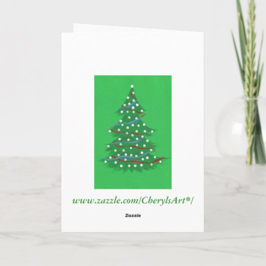 Rode witte en blauwe kerstboom, wenskaarten feestdagen kaart (Achterkant)