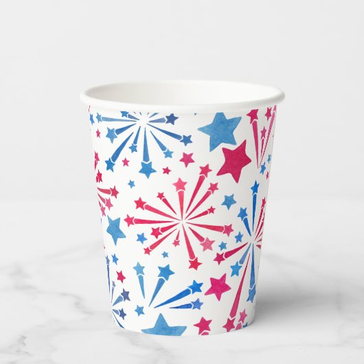 Rode Witte en Blauwe Kleine Firecracker Dag Papieren Bekers (Achterkant)