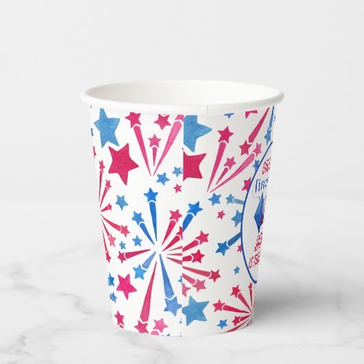 Rode Witte en Blauwe Kleine Firecracker Dag Papieren Bekers (Rechts)
