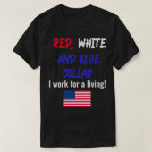 Rode witte en blauwe kraag t-shirt (Design voorkant)