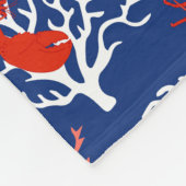 Rode witte en blauwe kreeften kustpatroon fleece deken (Hoek)