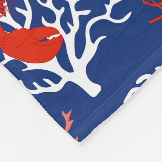 Rode witte en blauwe kreeften kustpatroon fleece deken (Hoek)