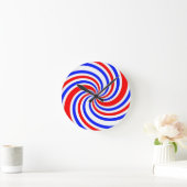 Rode, witte en blauwe kronkels ronde klok (Huis)