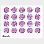 Rode, witte en blauwe kronkels ronde sticker (Vel)