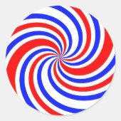 Rode, witte en blauwe kronkels ronde sticker (Voorkant)