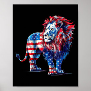 Rode witte en blauwe leeuw  poster