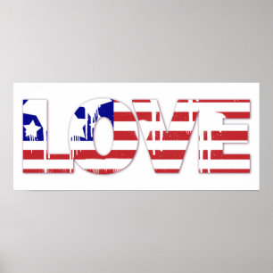 Rode, witte en blauwe liefde poster