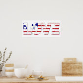 Rode, witte en blauwe liefde poster (Keuken)