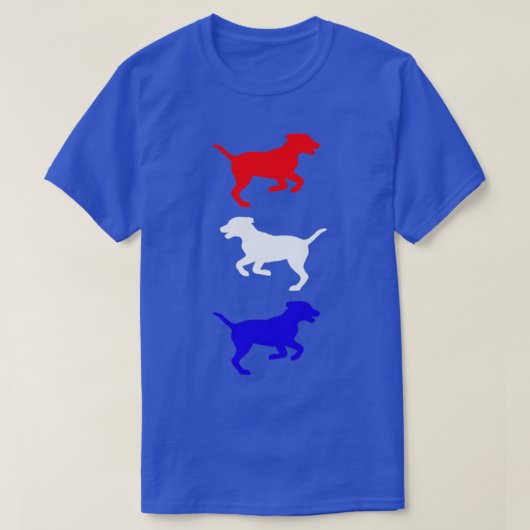 Rode witte en blauwe loophonden t-shirt (Design voorkant)