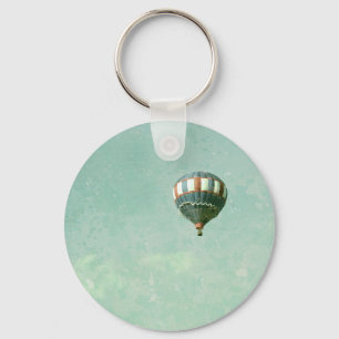 Rode witte en blauwe luchtballon sleutelhanger