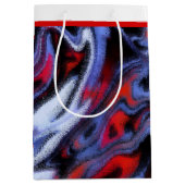 Rode, witte en blauwe marmer medium cadeauzakje (Voorkant)